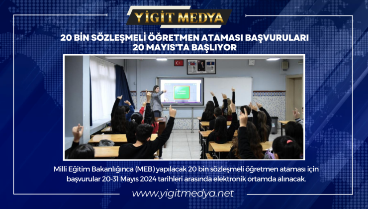 20 BİN SÖZLEŞMELİ ÖĞRETMEN ATAMASI BAŞVURULARI 20 MAYIS’TA BAŞLIYOR