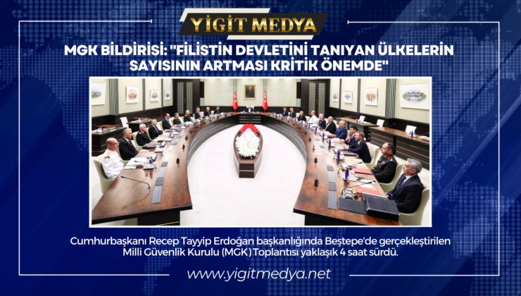 MGK BİLDİRİSİ: “FİLİSTİN DEVLETİNİ TANIYAN ÜLKELERİN SAYISININ ARTMASI KRİTİK ÖNEMDE”