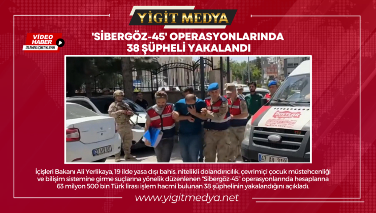 ‘SİBERGÖZ-45’ OPERASYONLARINDA 38 ŞÜPHELİ YAKALANDI