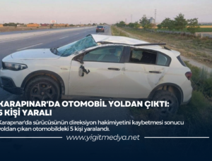 KARAPINAR’DA OTOMOBİL YOLDAN ÇIKTI: 5 KİŞİ YARALI