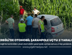 EREĞLİ’DE OTOMOBİL ŞARAMPOLE UÇTU: 2 YARALI