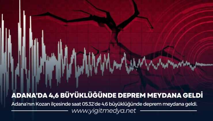 ADANA’DA 4,6 BÜYÜKLÜĞÜNDE DEPREM MEYDANA GELDİ