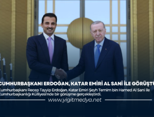 CUMHURBAŞKANI ERDOĞAN, KATAR EMİRİ AL SANİ İLE GÖRÜŞTÜ