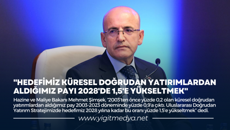 “HEDEFİMİZ KÜRESEL DOĞRUDAN YATIRIMLARDAN ALDIĞIMIZ PAYI 2028’DE 1,5’E YÜKSELTMEK”