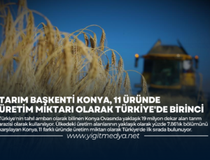 TARIM BAŞKENTİ KONYA, 11 ÜRÜNDE ÜRETİM MİKTARI OLARAK TÜRKİYE’DE BİRİNCİ