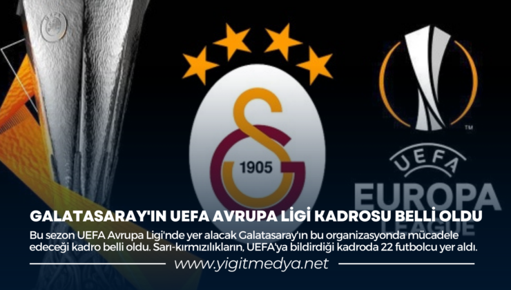 GALATASARAY’IN UEFA AVRUPA LİGİ KADROSU BELLİ OLDU