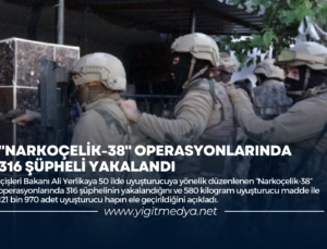 “NARKOÇELİK-38” OPERASYONLARINDA 316 ŞÜPHELİ YAKALANDI