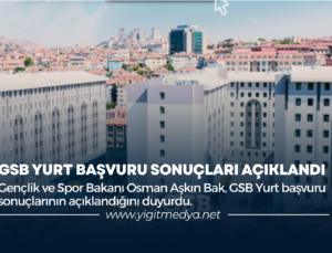 GSB YURT BAŞVURU SONUÇLARI AÇIKLANDI