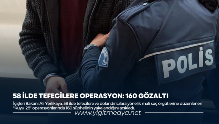 58 İLDE TEFECİLERE OPERASYON: 160 GÖZALTI