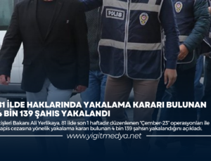 81 İLDE HAKLARINDA YAKALAMA KARARI BULUNAN 4 BİN 139 ŞAHIS YAKALANDI