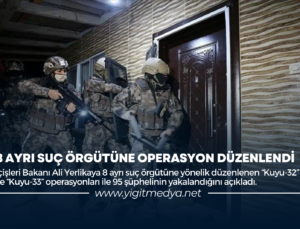 8 AYRI SUÇ ÖRGÜTÜNE OPERASYON DÜZENLENDİ