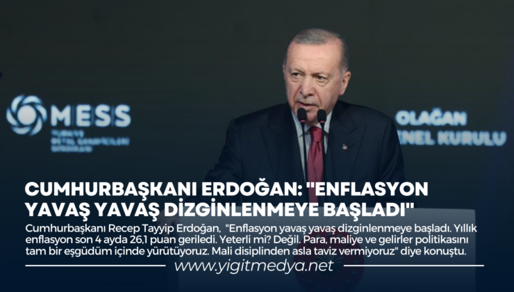 CUMHURBAŞKANI ERDOĞAN: “ENFLASYON YAVAŞ YAVAŞ DİZGİNLENMEYE BAŞLADI”