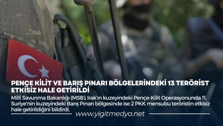 PENÇE KİLİT VE BARIŞ PINARI BÖLGELERİNDEKİ 13 TERÖRİST ETKİSİZ HALE GETİRİLDİ