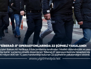 “SİBERAĞ-8” OPERASYONLARINDA 22 ŞÜPHELİ YAKALANDI