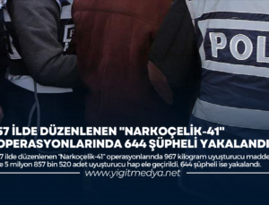 57 İLDE DÜZENLENEN “NARKOÇELİK-41” OPERASYONLARINDA 644 ŞÜPHELİ YAKALANDI