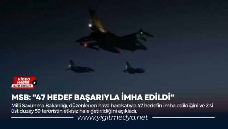 MSB: “47 HEDEF BAŞARIYLA İMHA EDİLDİ”