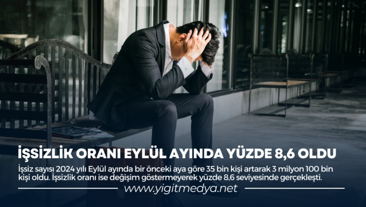 İŞSİZLİK ORANI EYLÜL AYINDA YÜZDE 8,6 OLDU