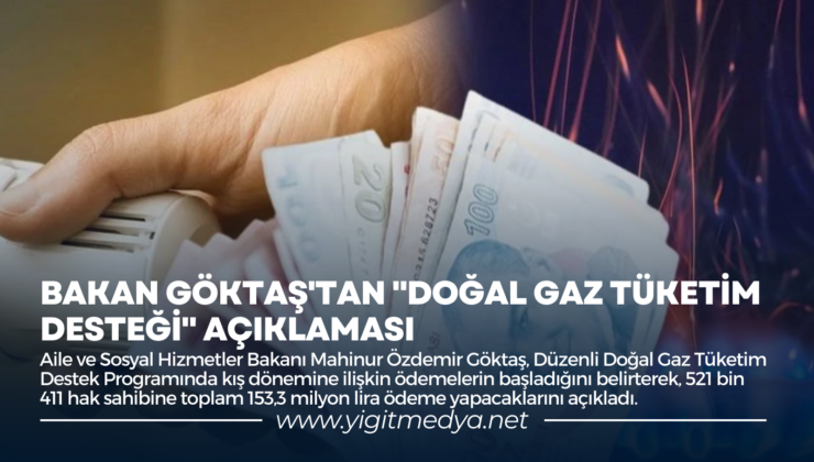 BAKAN GÖKTAŞ’TAN “DOĞAL GAZ TÜKETİM DESTEĞİ” AÇIKLAMASI