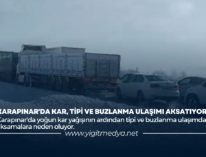 KARAPINAR’DA KAR, TİPİ VE BUZLANMA ULAŞIMI AKSATIYOR