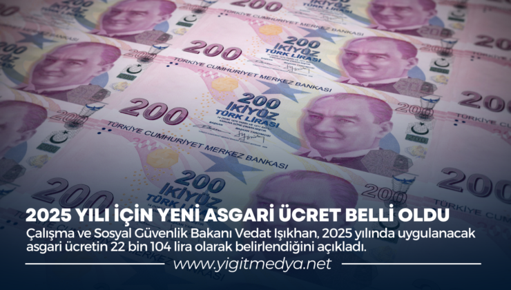 2025 YILI İÇİN YENİ ASGARİ ÜCRET BELLİ OLDU