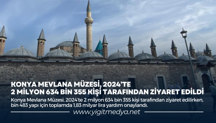 KONYA MEVLANA MÜZESİ, 2024’TE 2 MİLYON 634 BİN 355 KİŞİ TARAFINDAN ZİYARET EDİLDİ