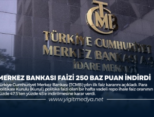 MERKEZ BANKASI FAİZİ 250 BAZ PUAN İNDİRDİ