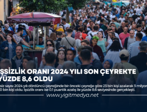 İŞSİZLİK ORANI 2024 YILI SON ÇEYREKTE YÜZDE 8,6 OLDU